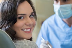 A woman at her dental visit.